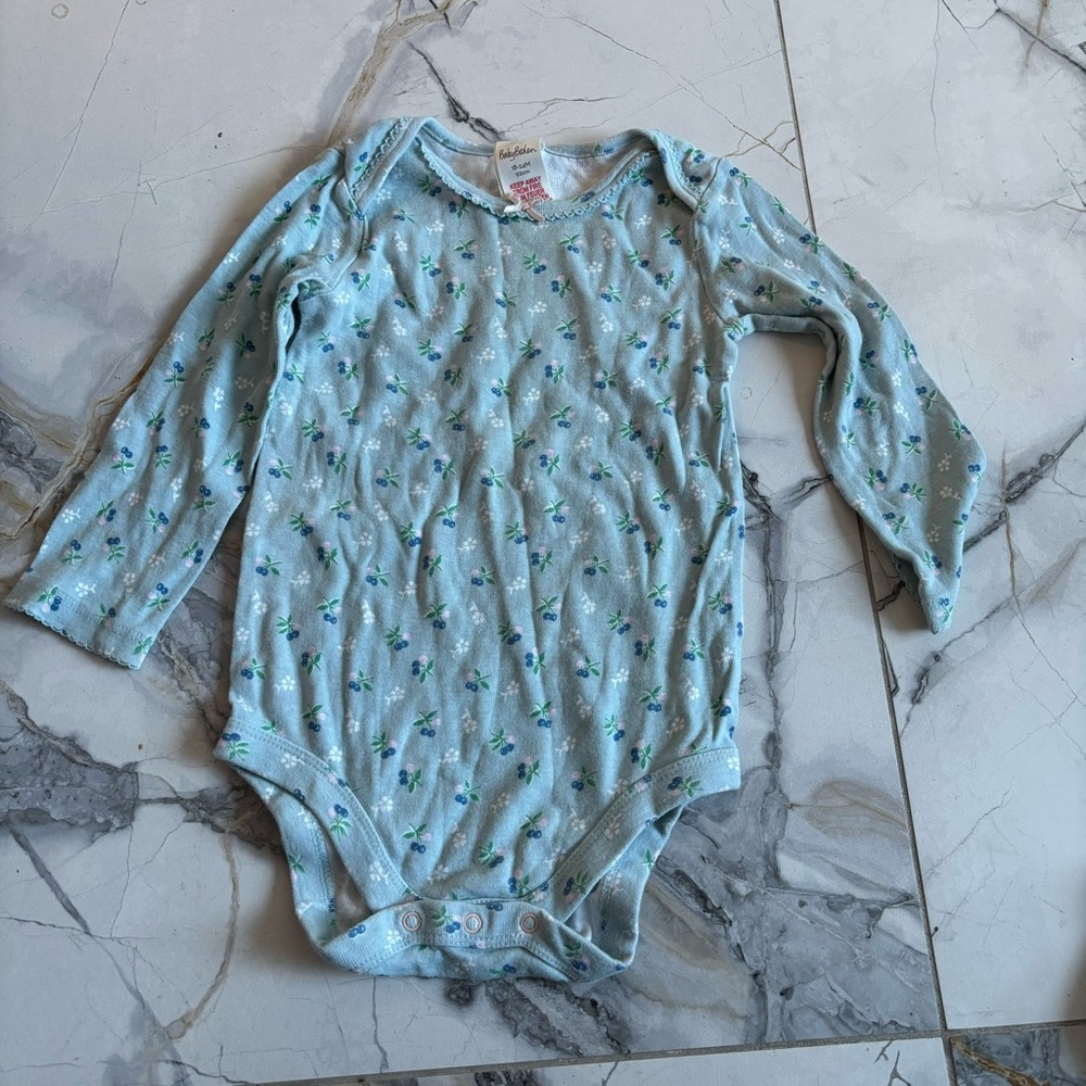 Baby Boden Light Blue Floral Bodysuit